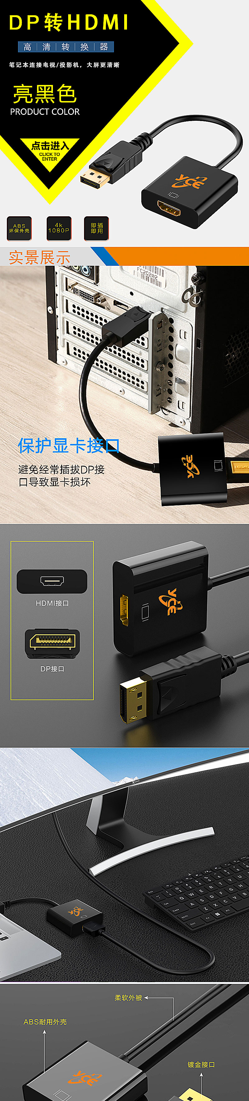 DP TO HDMI  Adapter(图1)